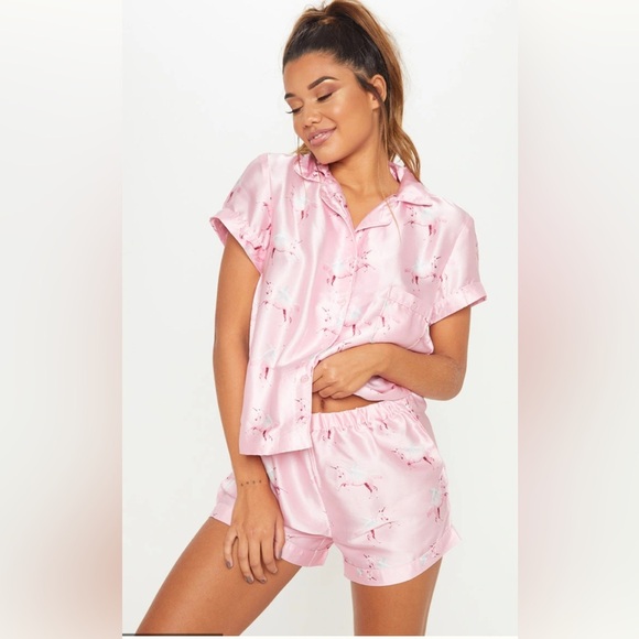 Pink Unicorn Print Women's Pajama Set - Picture 5 of 6